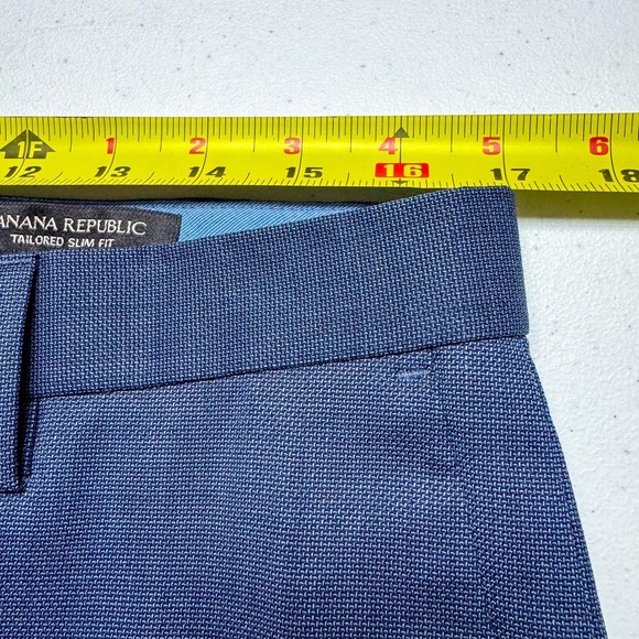 Banana Republic Pants Mens 33 Blue Tailored Slim Fit Dress Trousers Office 34x34 - Picture 13 of 16